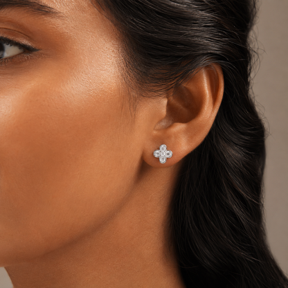 Four-Petal Floral Stud Earrings