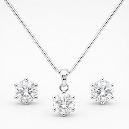 Round Solitaire Necklace & Earring Set