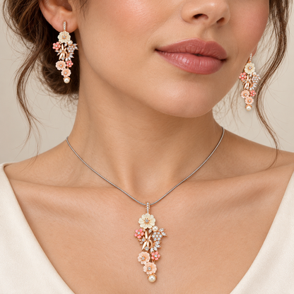 Blossom Cascade Necklace & Earrings Set