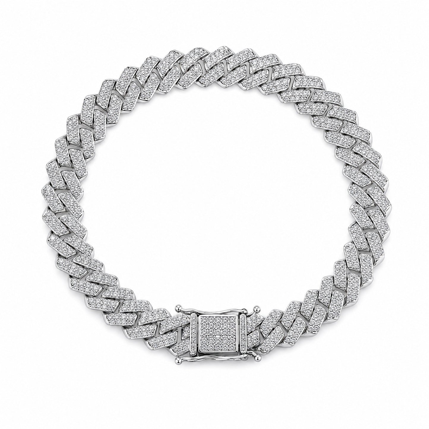 925 Sterling Silver Men’s Pavé Cuban Link Bracelet