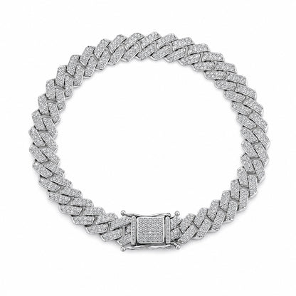925 Sterling Silver Men’s Pavé Cuban Link Bracelet