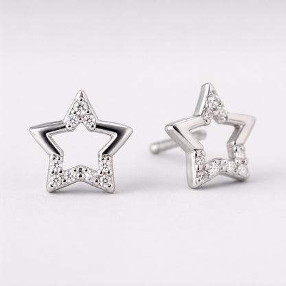 925 Sterling Silver Celestial Star Stud Earrings