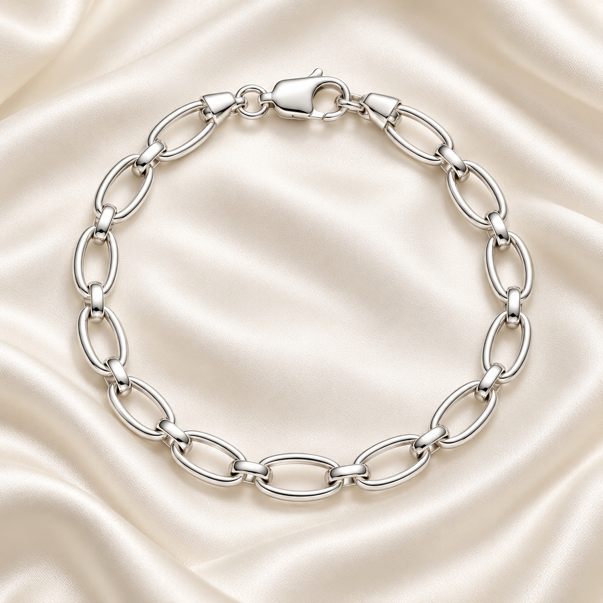Men’s silver Oval Link Bracelet