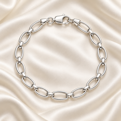Men’s silver Oval Link Bracelet