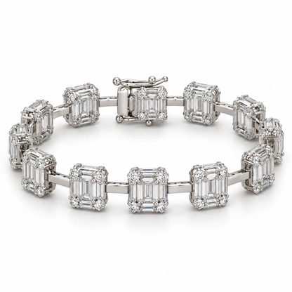 Rectangular Sparkle Silver Bracelet