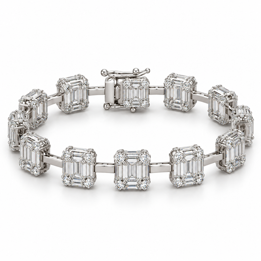 Rectangular Sparkle Silver Bracelet