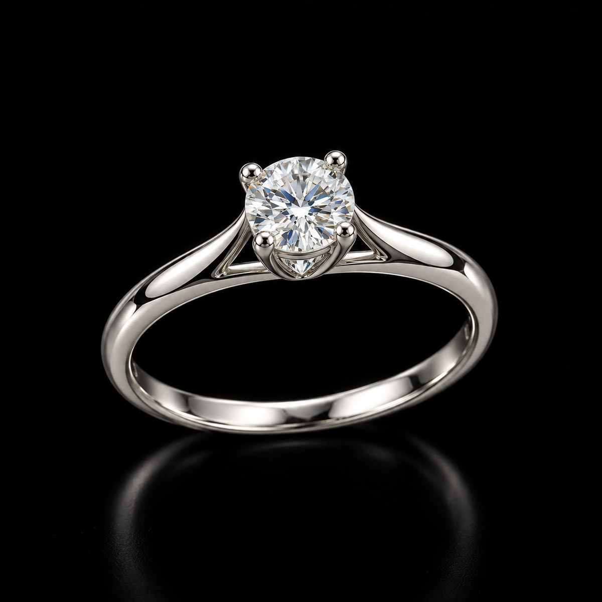 Classic Round Solitaire Silver Ring