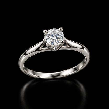 Classic Round Solitaire Silver Ring