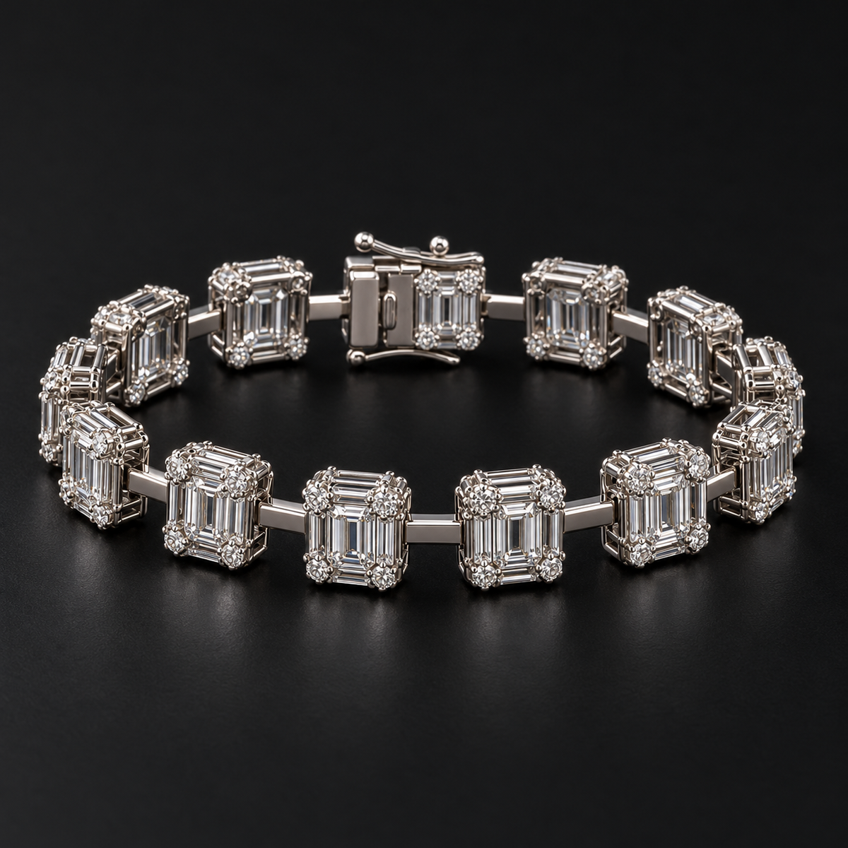 Rectangular Sparkle Silver Bracelet