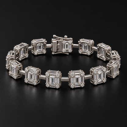 Rectangular Sparkle Silver Bracelet