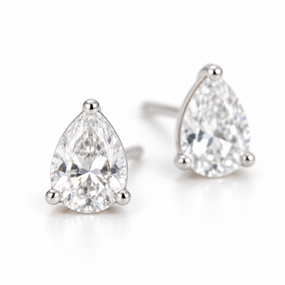 Silver Teardrop Stud Earrings