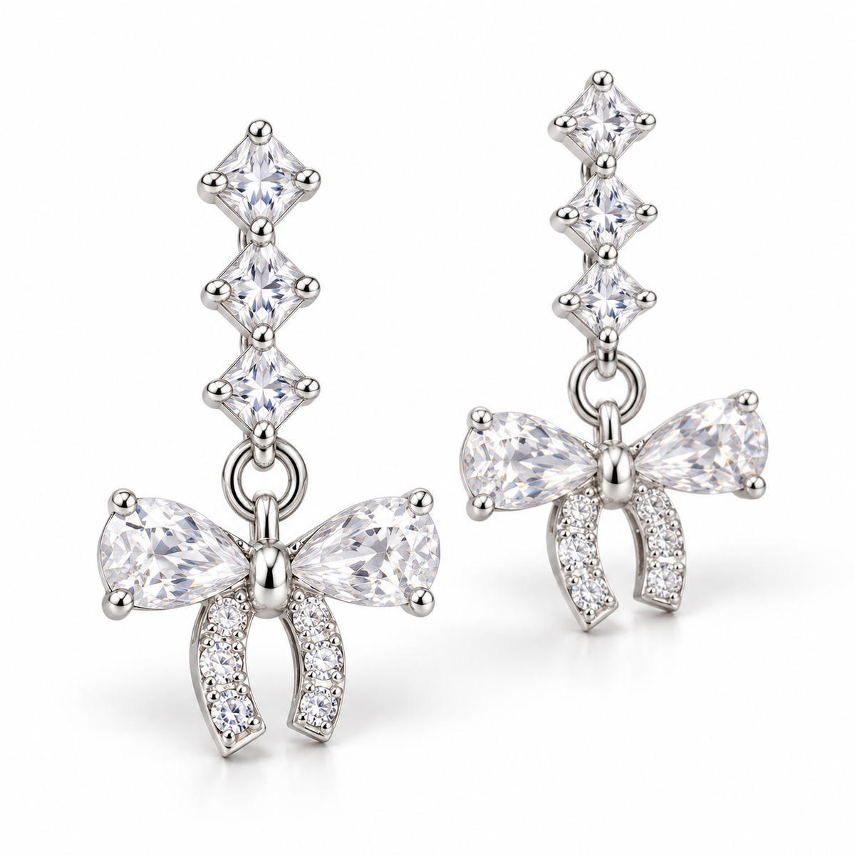 Crystal Bow Drop Earrings