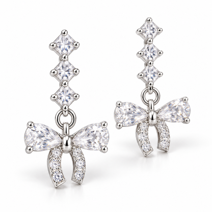 Crystal Bow Drop Earrings
