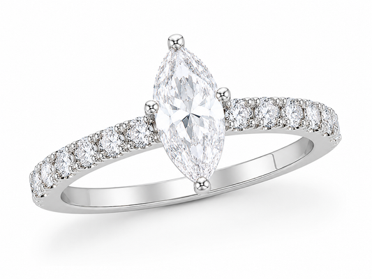 Marquise Cut Clear Stone Engagement Ring | 925 Sterling Silver | Vzyra