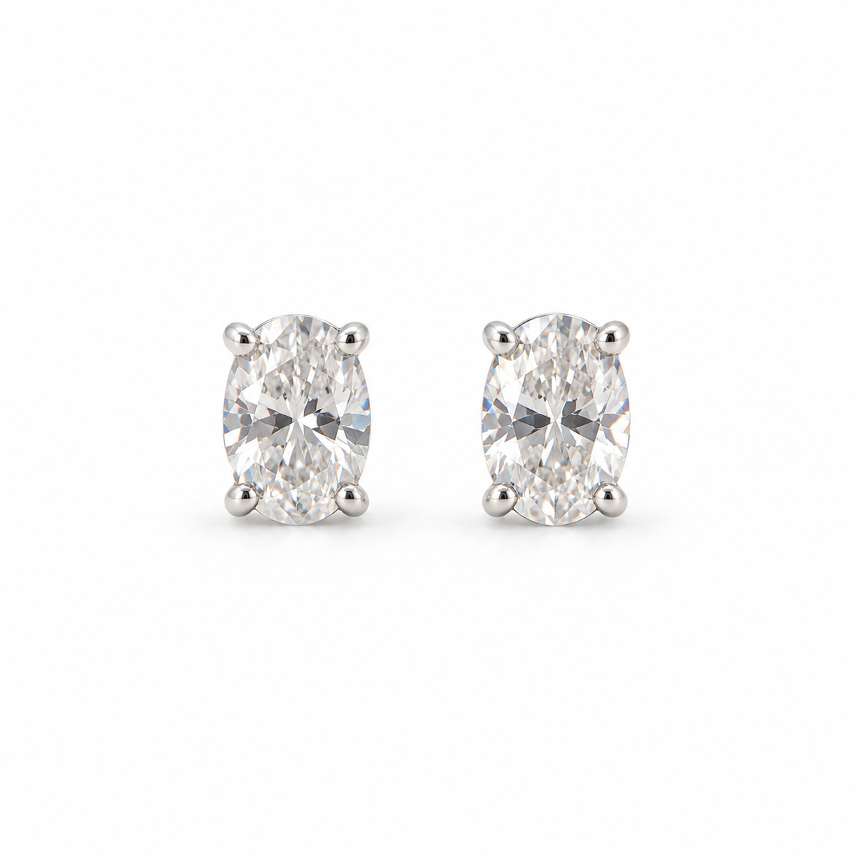 Silver Oval Stud Earrings