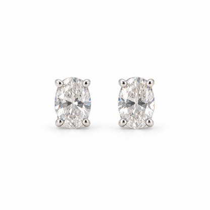 Silver Oval Stud Earrings