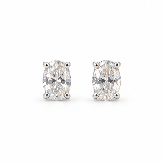 Silver Oval Stud Earrings