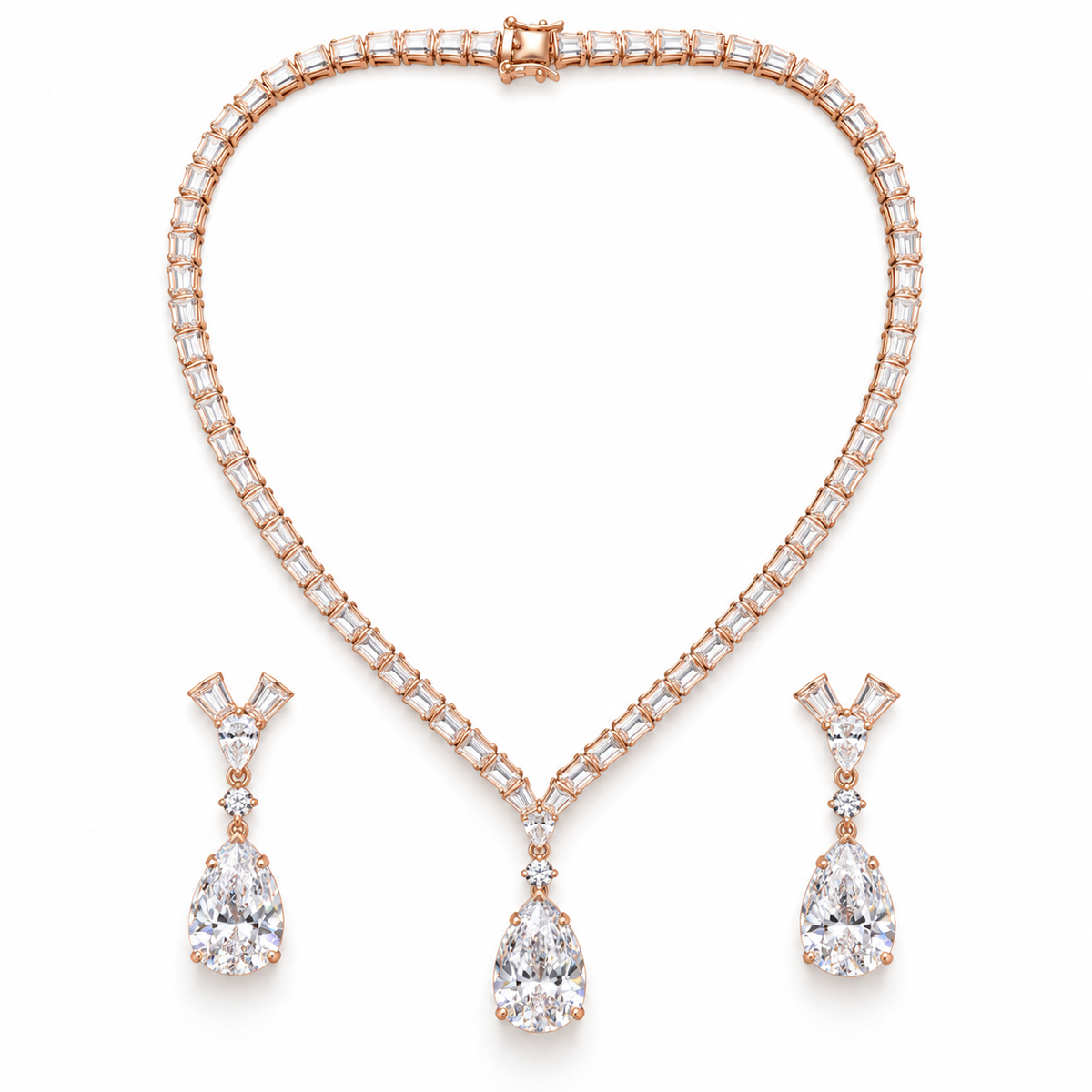 Silver Teardrop Necklace & Earring Set