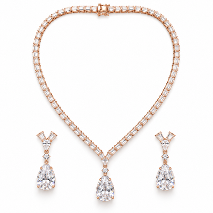 Silver Teardrop Necklace & Earring Set
