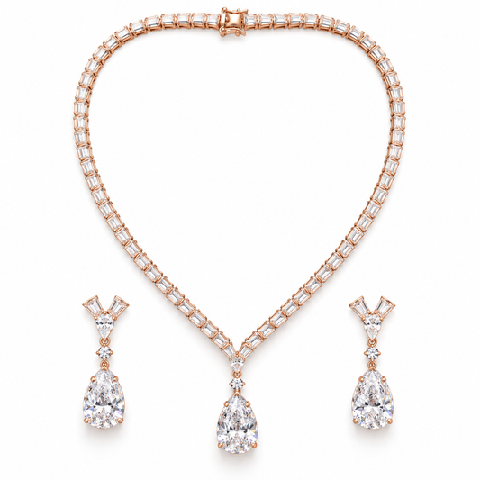 Silver Teardrop Necklace & Earring Set