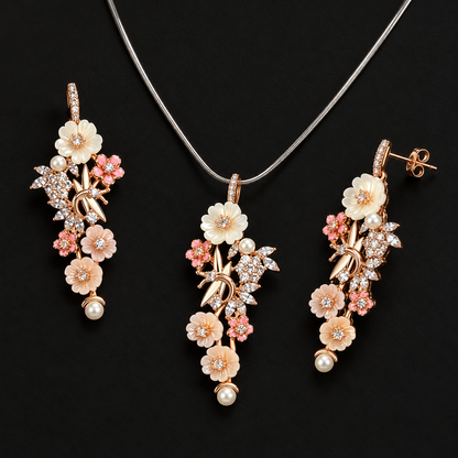 Blossom Cascade Necklace & Earrings Set