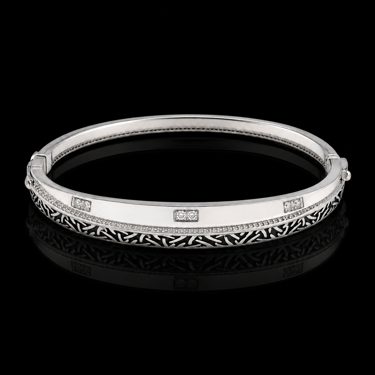 Silver Black-Accent Men’s Kada