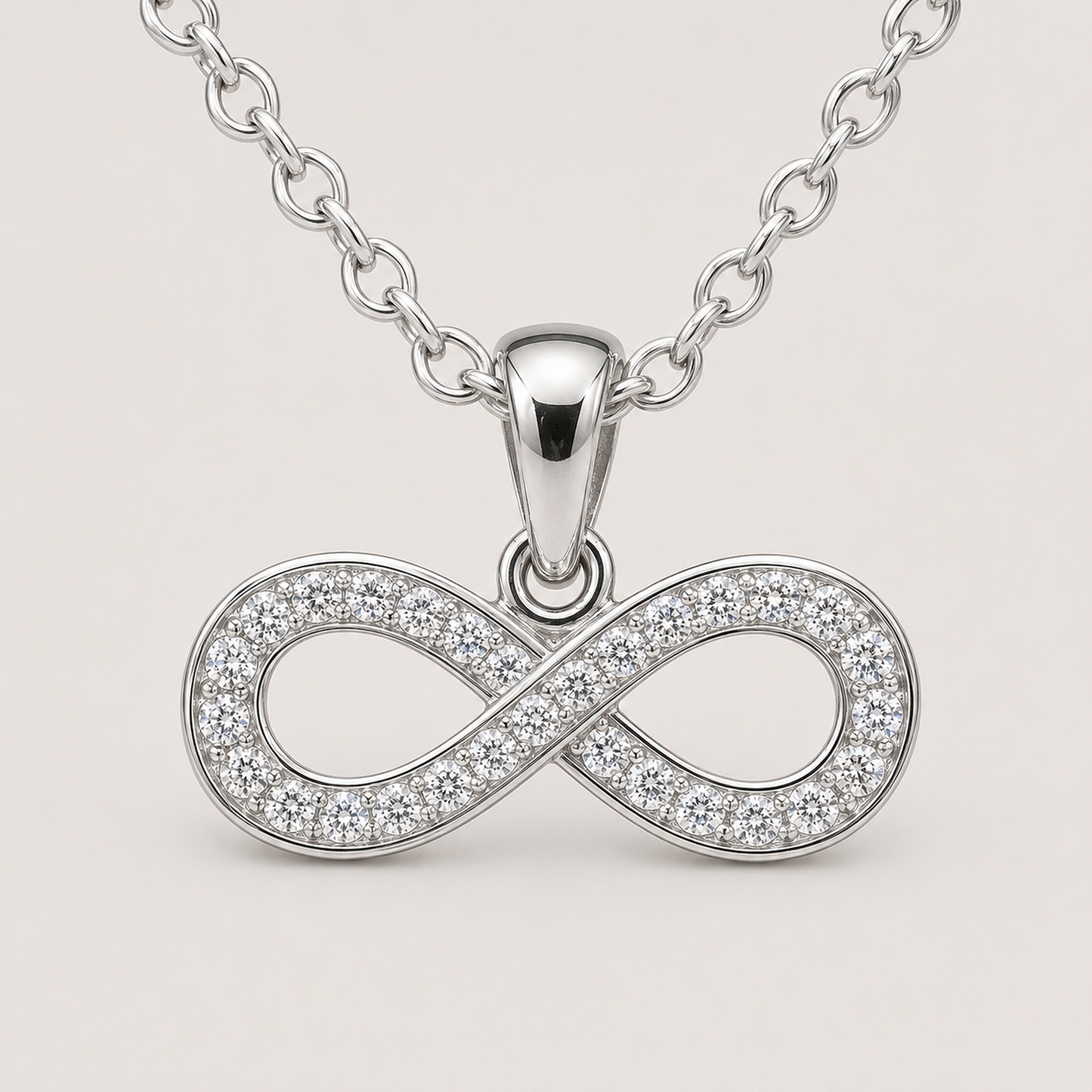 925 Sterling Silver Pavé Infinity Necklace
