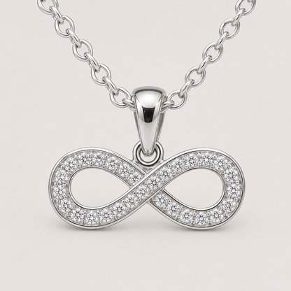 925 Sterling Silver Pavé Infinity Necklace