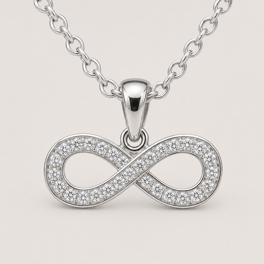 925 Sterling Silver Pavé Infinity Necklace