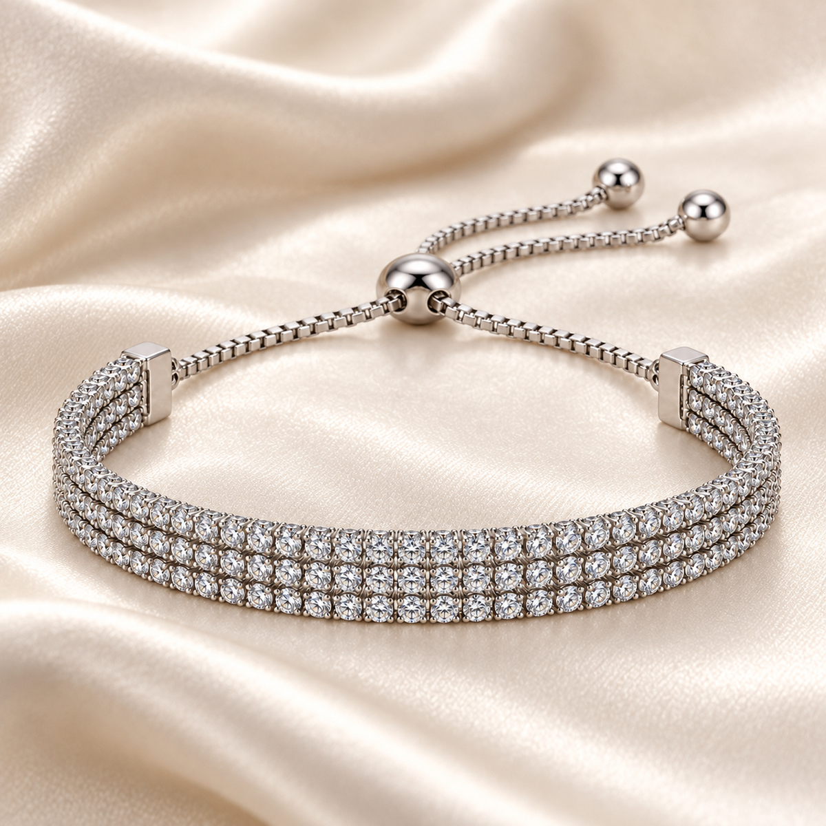 Three-Row Tennis Bracelet