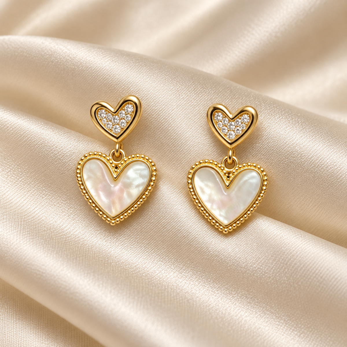Pearlescent Double Heart Earrings