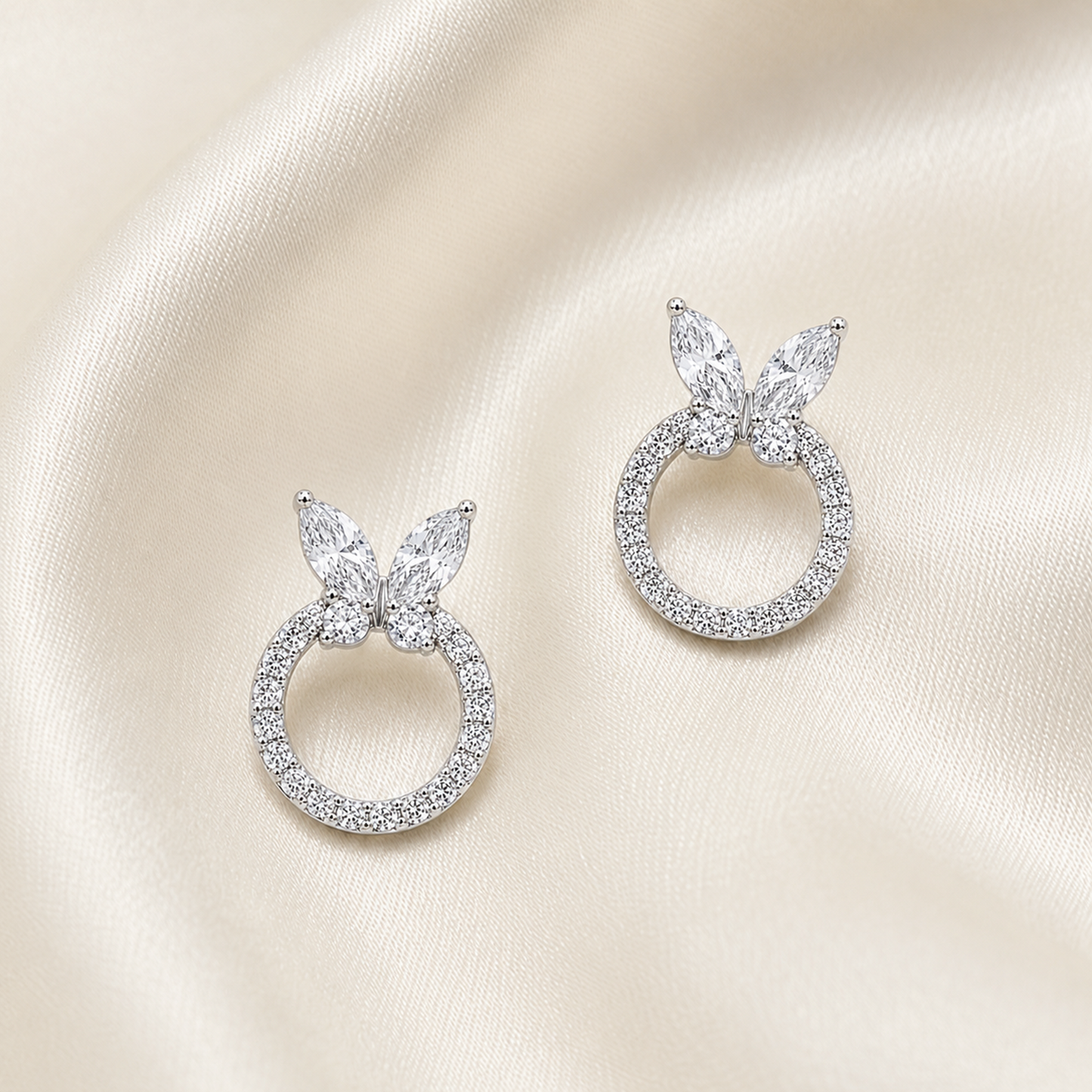 Butterfly Halo 925 Sterling Silver Stud Earrings