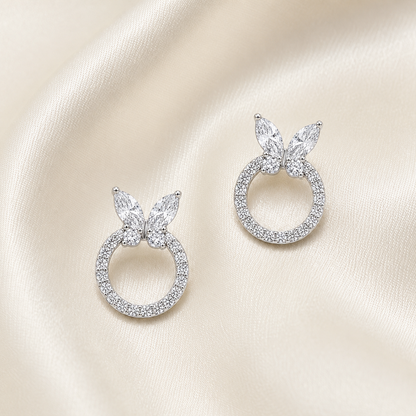 Butterfly Halo 925 Sterling Silver Stud Earrings