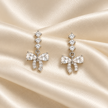 Crystal Bow Drop Earrings