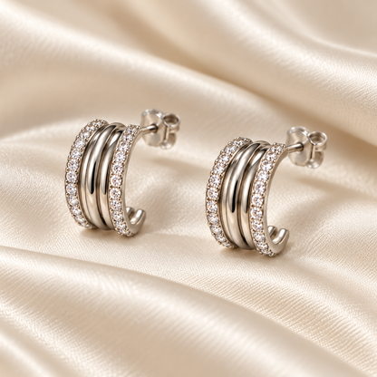 Layered Sparkle Hoop Earrings