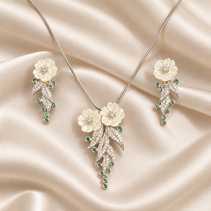 Ivory Blossom Necklace & Earrings Set