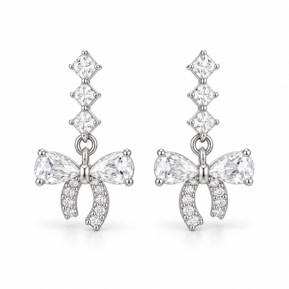 Crystal Bow Drop Earrings