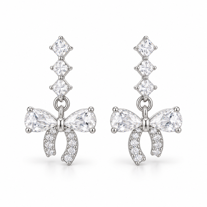 Crystal Bow Drop Earrings