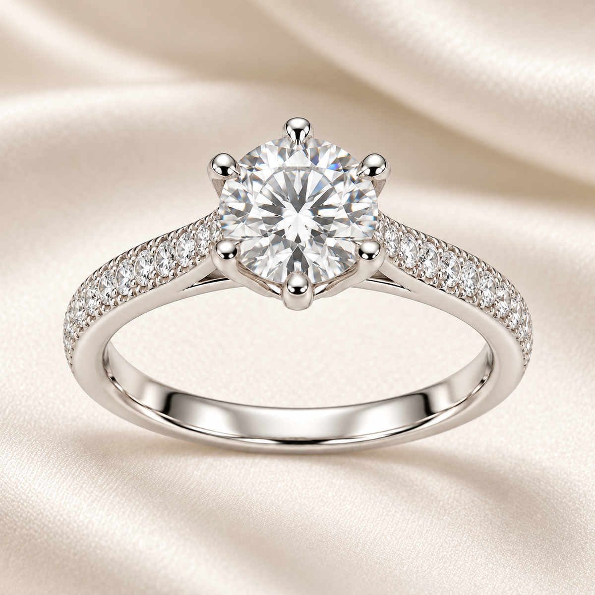 Classic Round Solitaire Silver Ring
