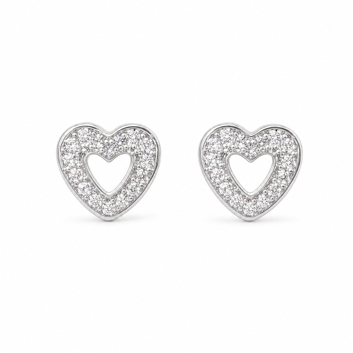 Open Heart Pavé Stud Earrings