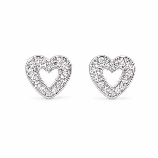 Open Heart Pavé Stud Earrings