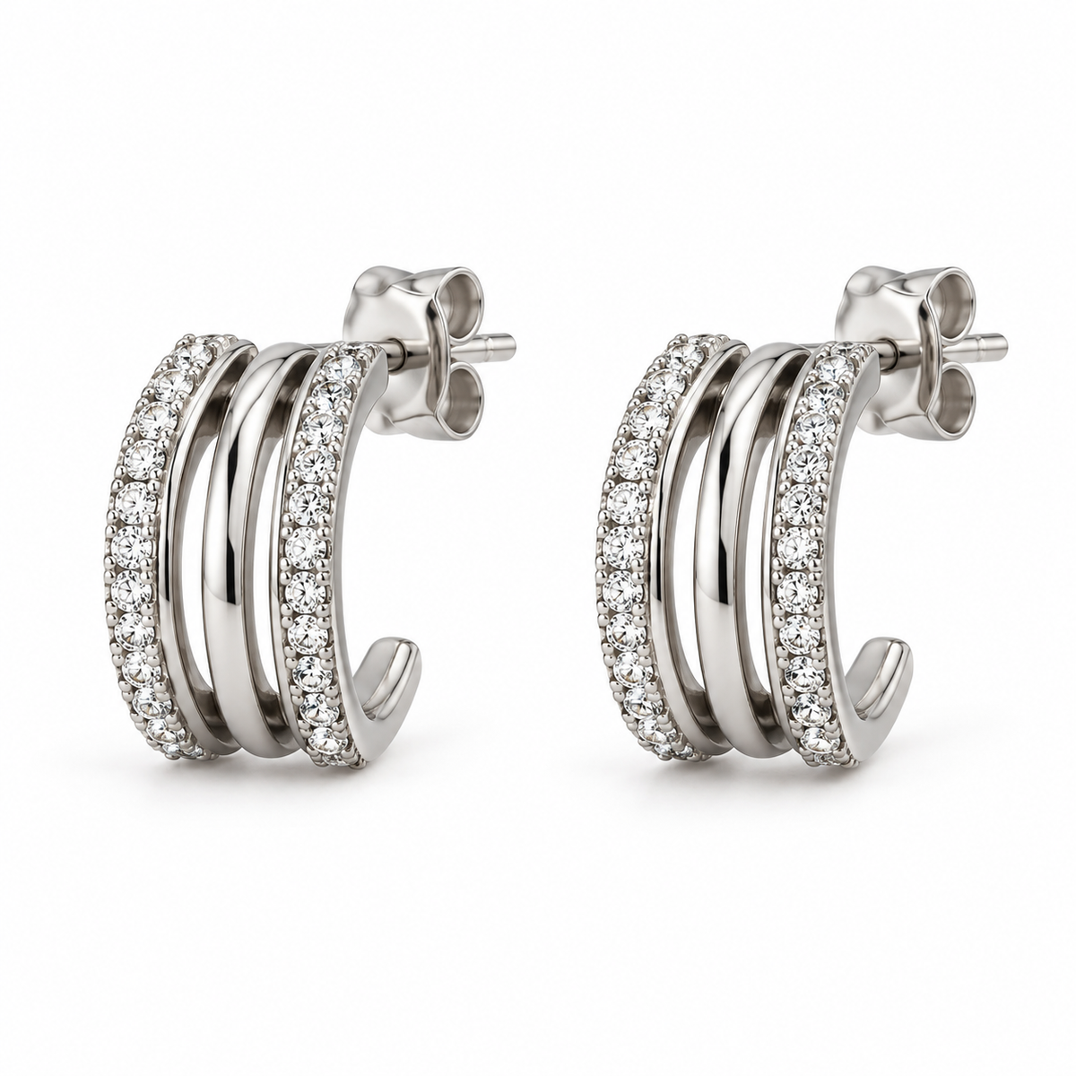 Layered Sparkle Hoop Earrings