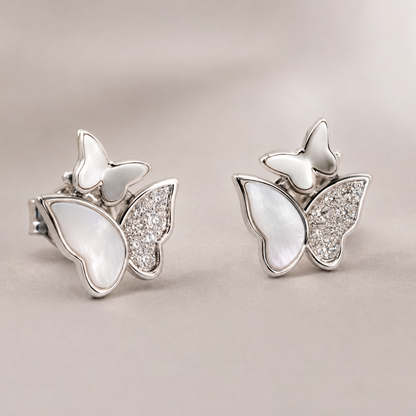 Triple Butterfly 925 Sterling Silver Stud Earrings