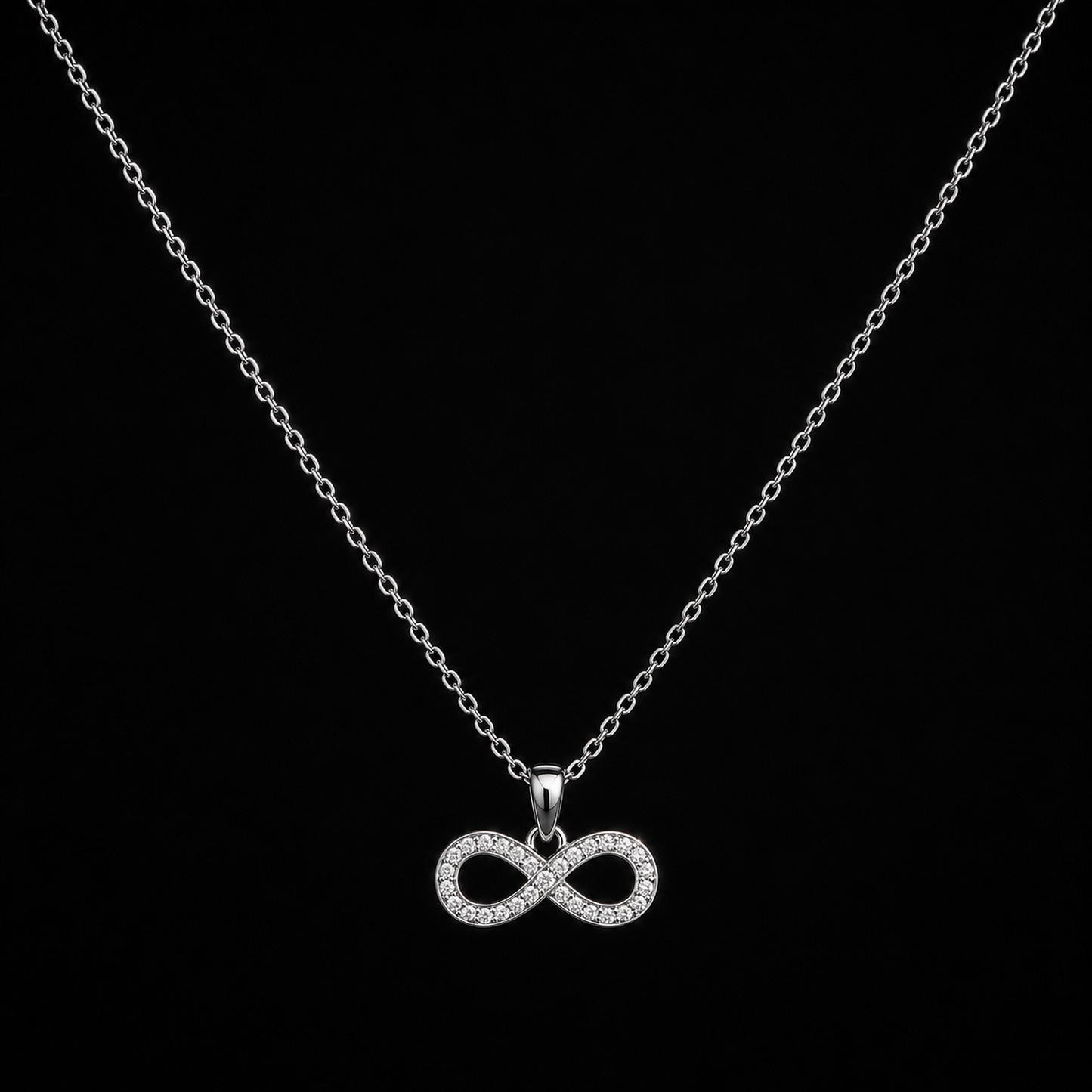 925 Sterling Silver Pavé Infinity Necklace