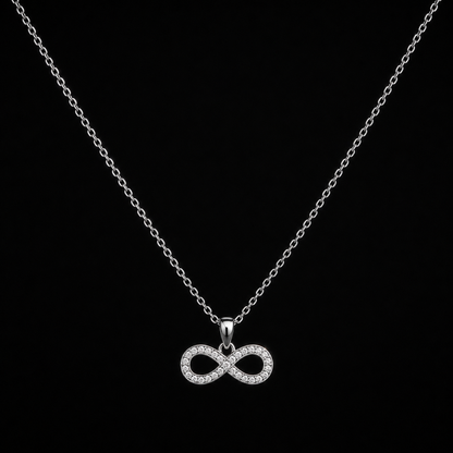 925 Sterling Silver Pavé Infinity Necklace