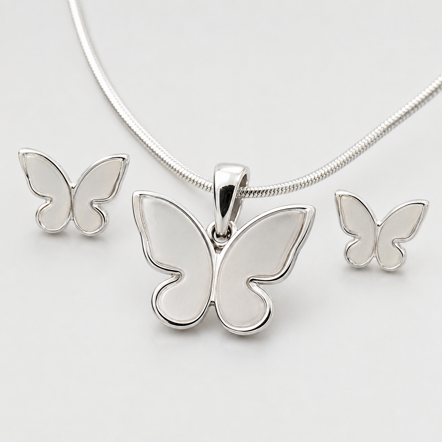 Butterfly Necklace & Stud Earring Set