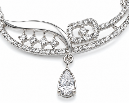 925 Sterling Silver Black Beaded Crystal Drop Mangalsutra