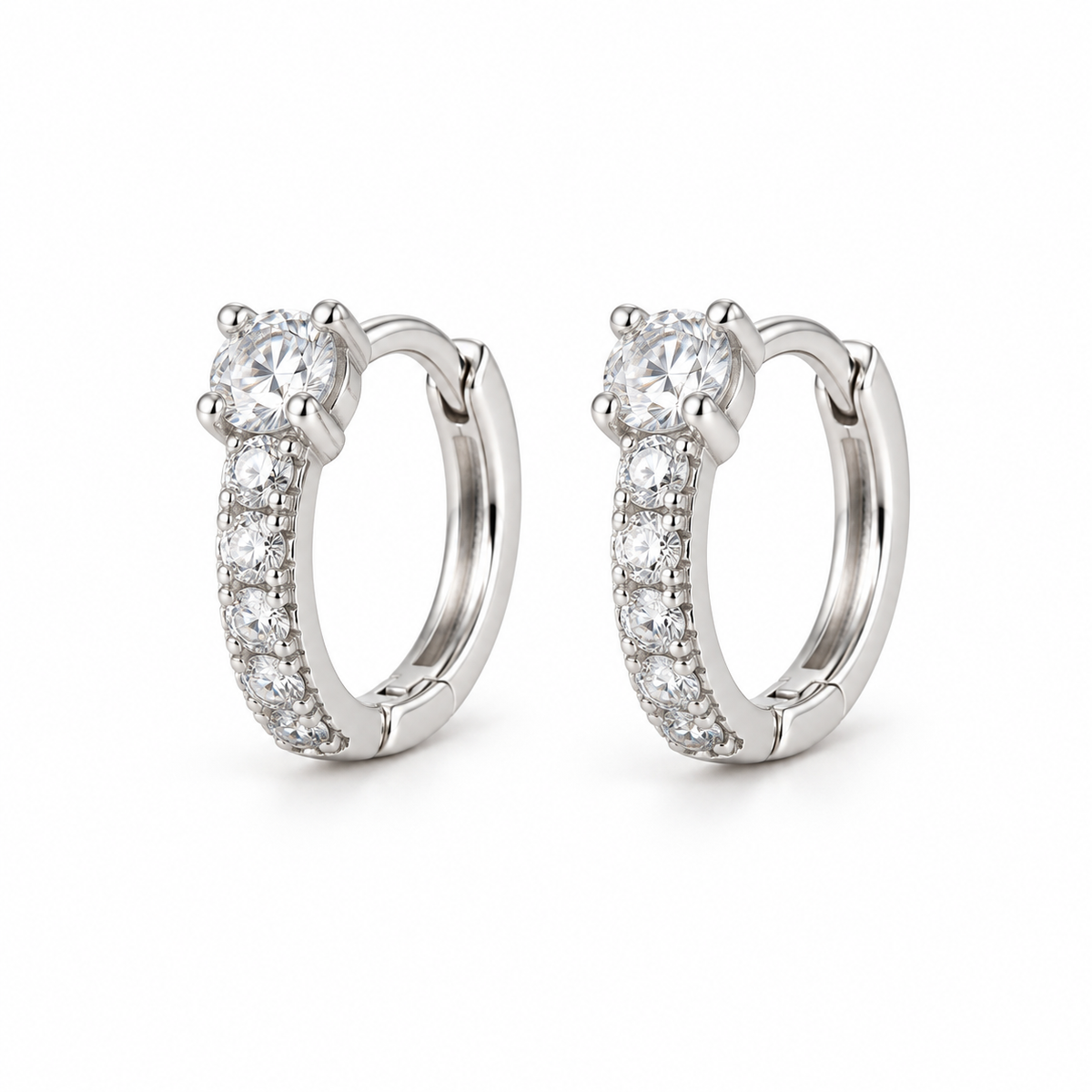 Solitaire Sparkle Hoop Earrings