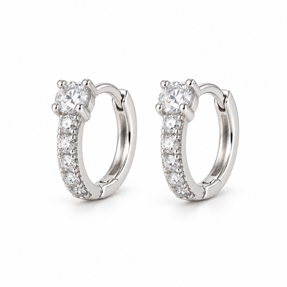 Solitaire Sparkle Hoop Earrings