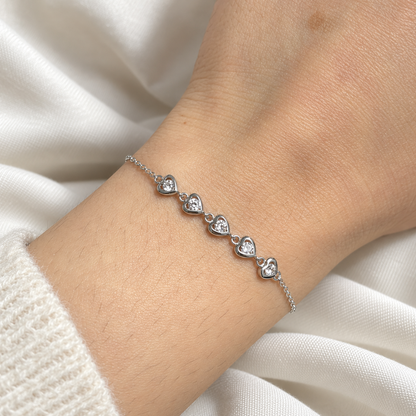 Linked Hearts Silver Bracelet